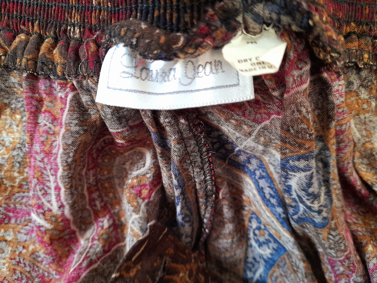 Vintage 70s Laura Jean Paisley Midi Skirt