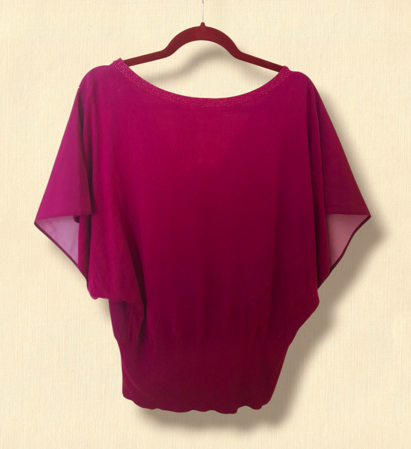 Purple Chiffon Knitted Birds Flowers OASIS Boho Blouse Top