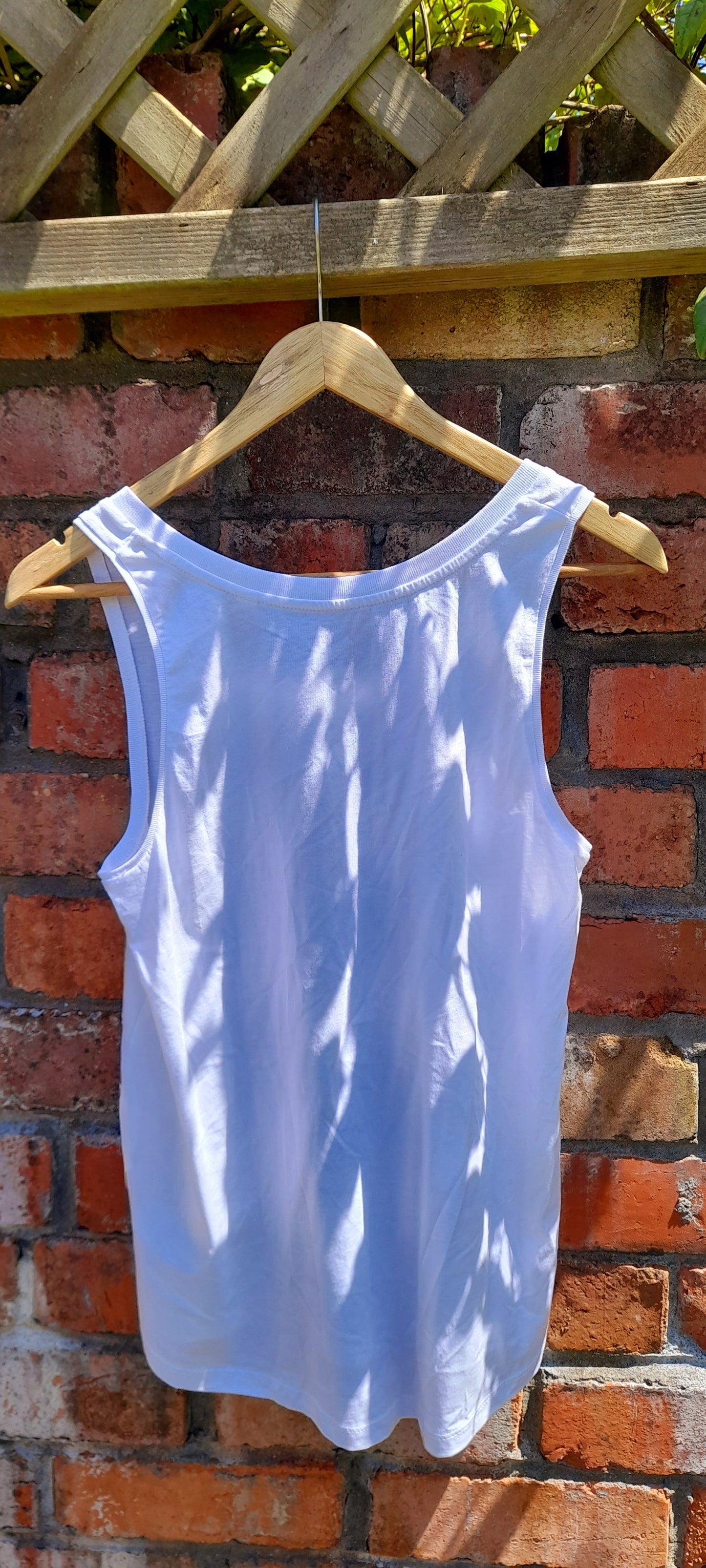 White Organic Cotton Nature Print Racer Style Vest Top