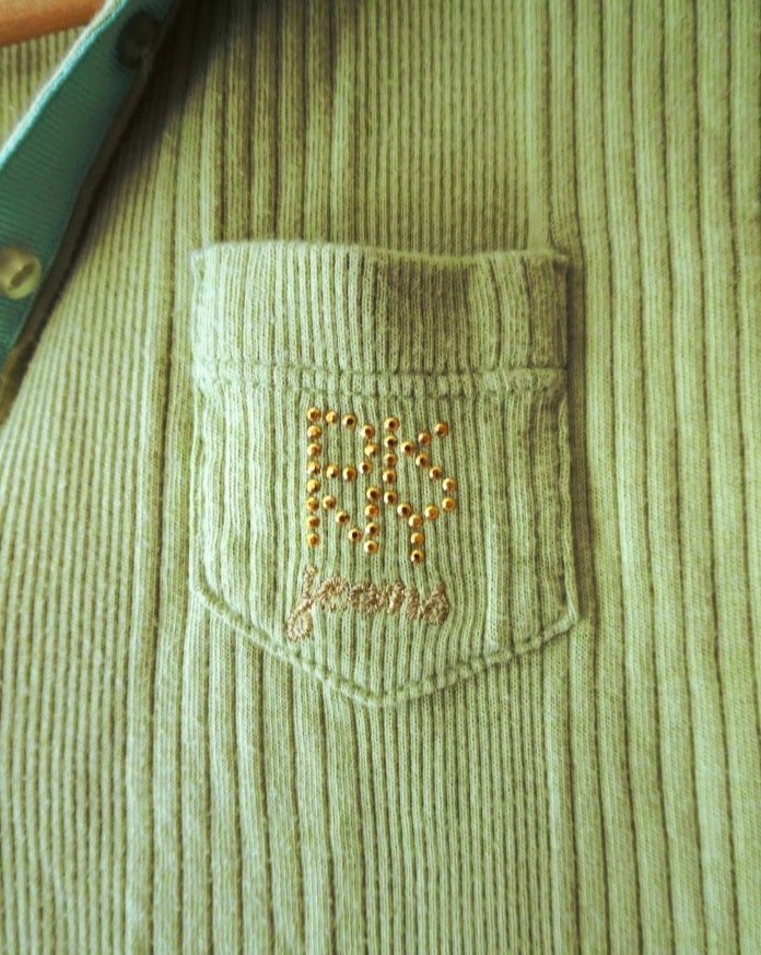 Re-worked Vintage DKNY JEANS Green Polo Top