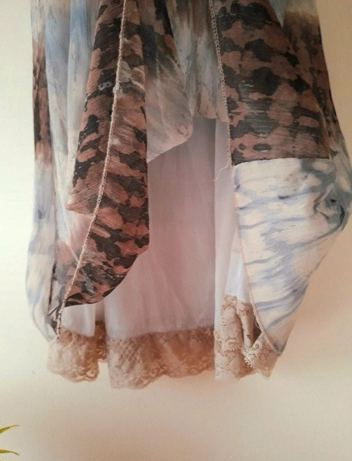 Vintage Tie Dye Ombre Chiffon Crochet Dress