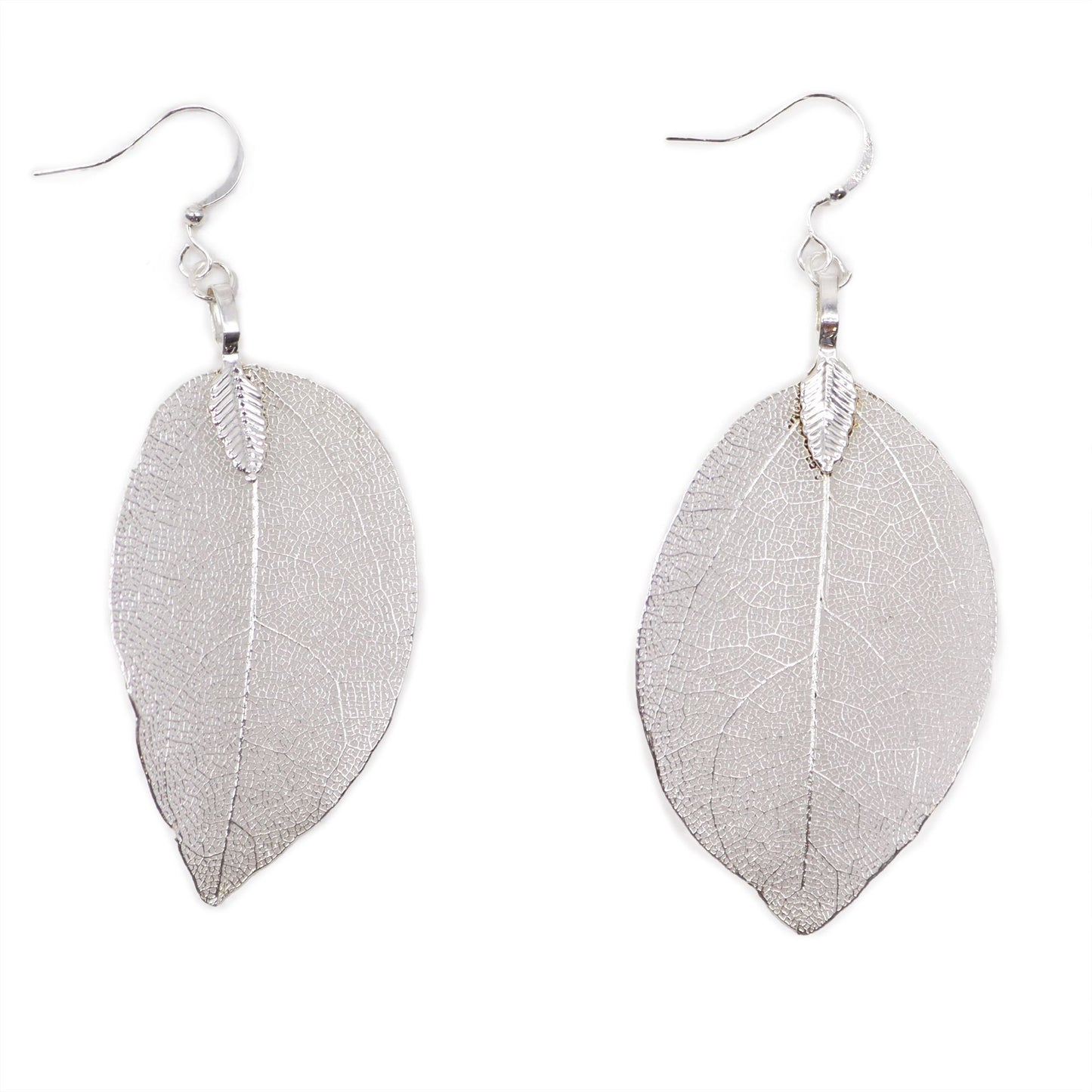 Silver Bravery Leaf Drop Earrings