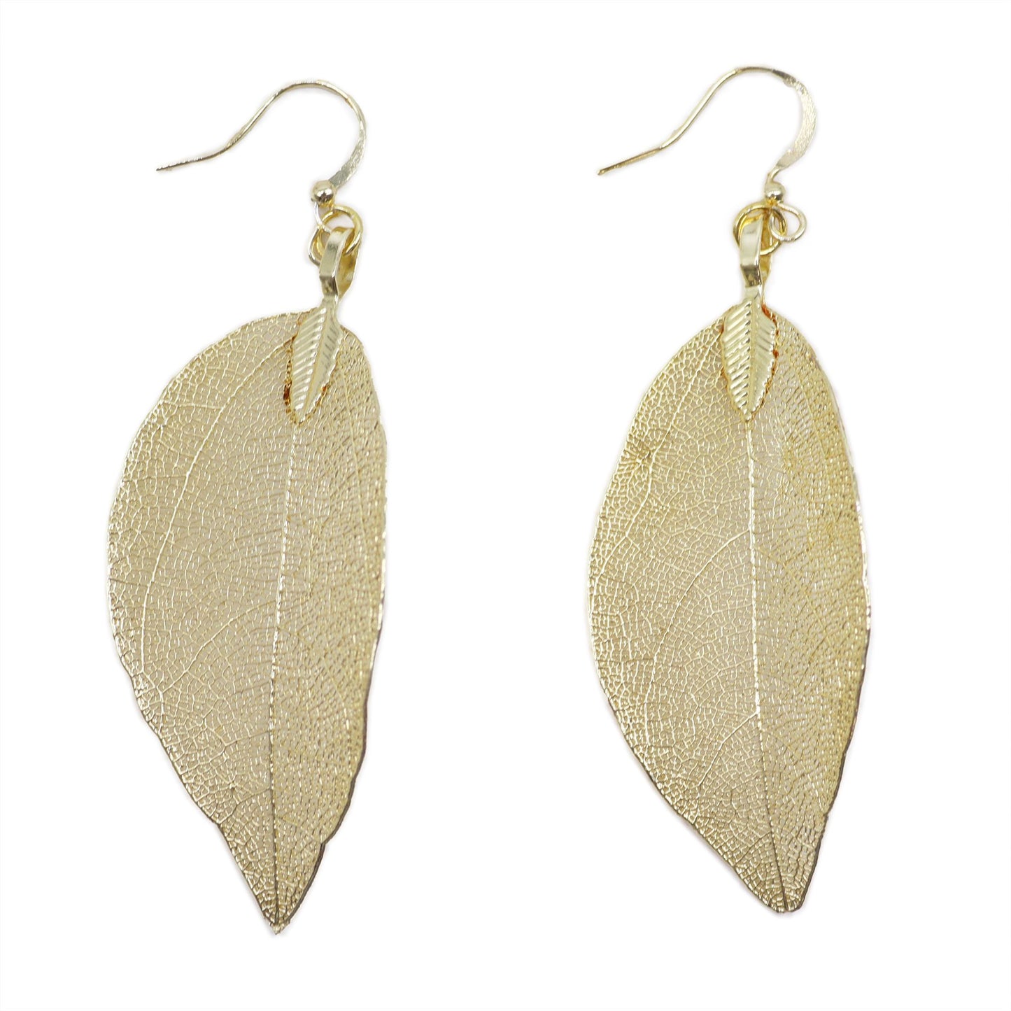Gold Bravery Leaf Drop Earrings