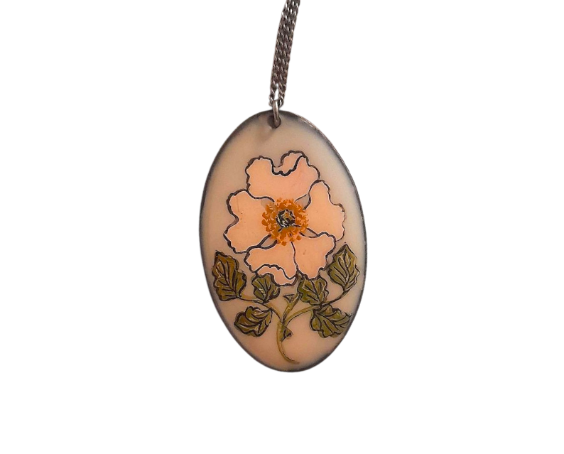 Vintage 1960s Fiona Danby Glazed Flower Pendant