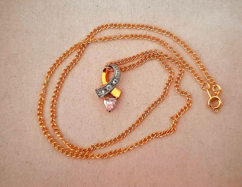 Rhinestone Infinity Gold Heart Pendant