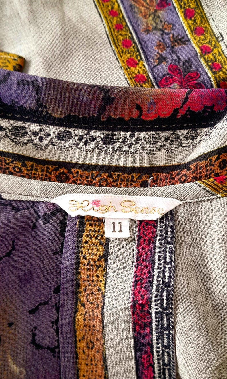 Vintage 90s High Sense Flower Stripe Chiffon Blouse