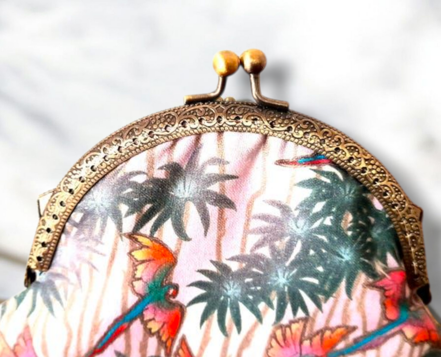 Tropical Parrot Cotton Bronze Clasp Wallet