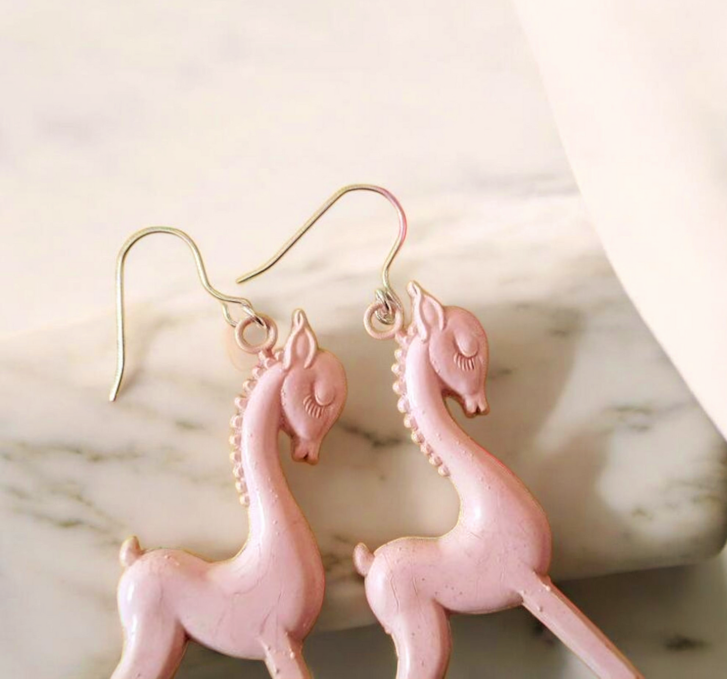Antique Celluloid Silver Dreamy Horse Earrings