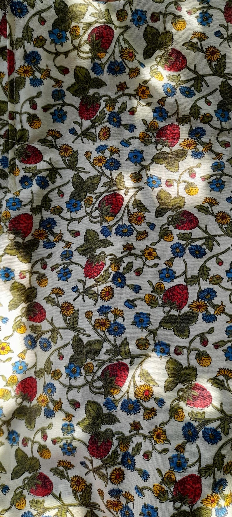 Strawberry Meadow Wildflower Vintage Fabric Tote