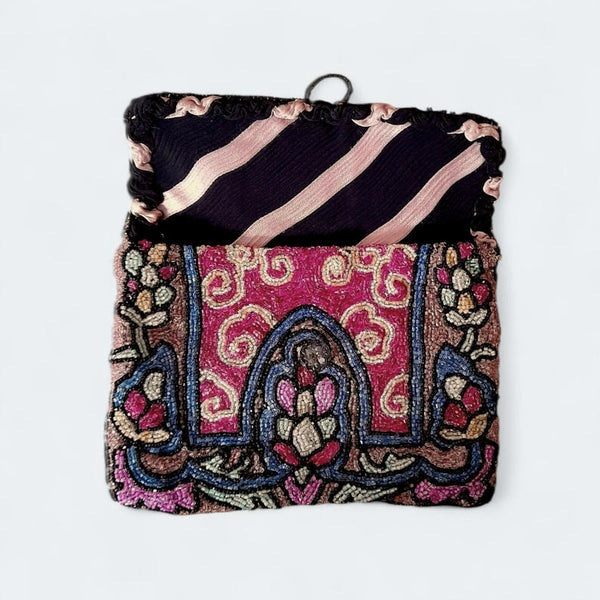 Art Deco 1930s Multicoloured Microbeaded Small Clutch Bag