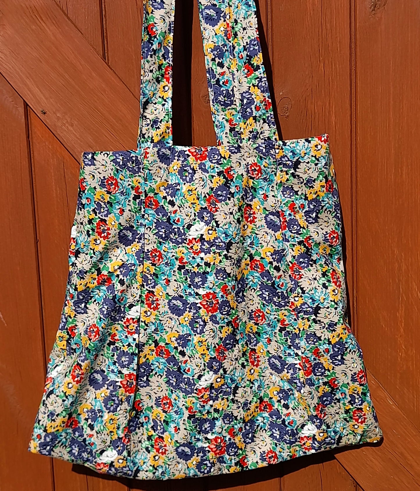 Cotton Fabric Upcycled Vintage Snoopy Retro Ditsy Floral Tote Bag