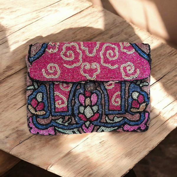 Art Deco 1930s Multicoloured Microbeaded Small Clutch Bag