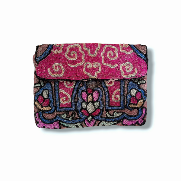 Art Deco 1930s Multicoloured Microbeaded Small Clutch Bag