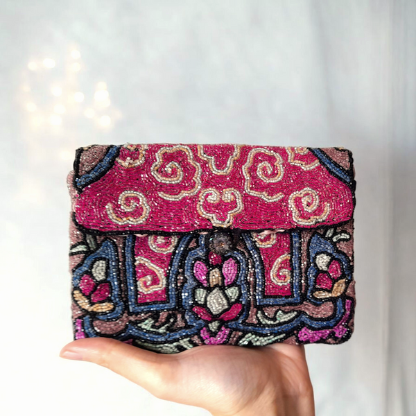 Art Deco 1930s Multicoloured Microbeaded Small Clutch Bag