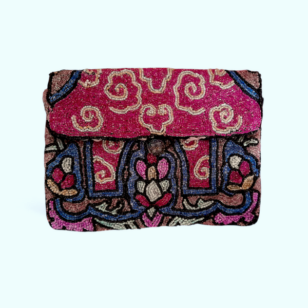 Art Deco 1930s Multicoloured Microbeaded Small Clutch Bag
