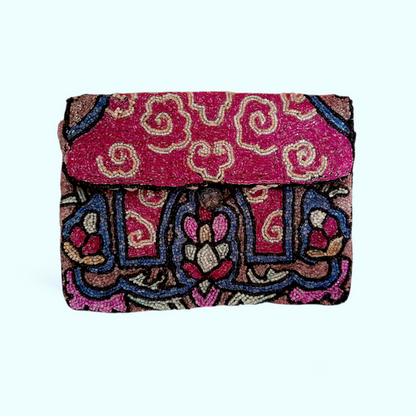 Art Deco 1930s Multicoloured Microbeaded Small Clutch Bag