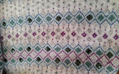 Vintage Y2K INDIGO Grey Diamond Rhinestone Knit Jumper