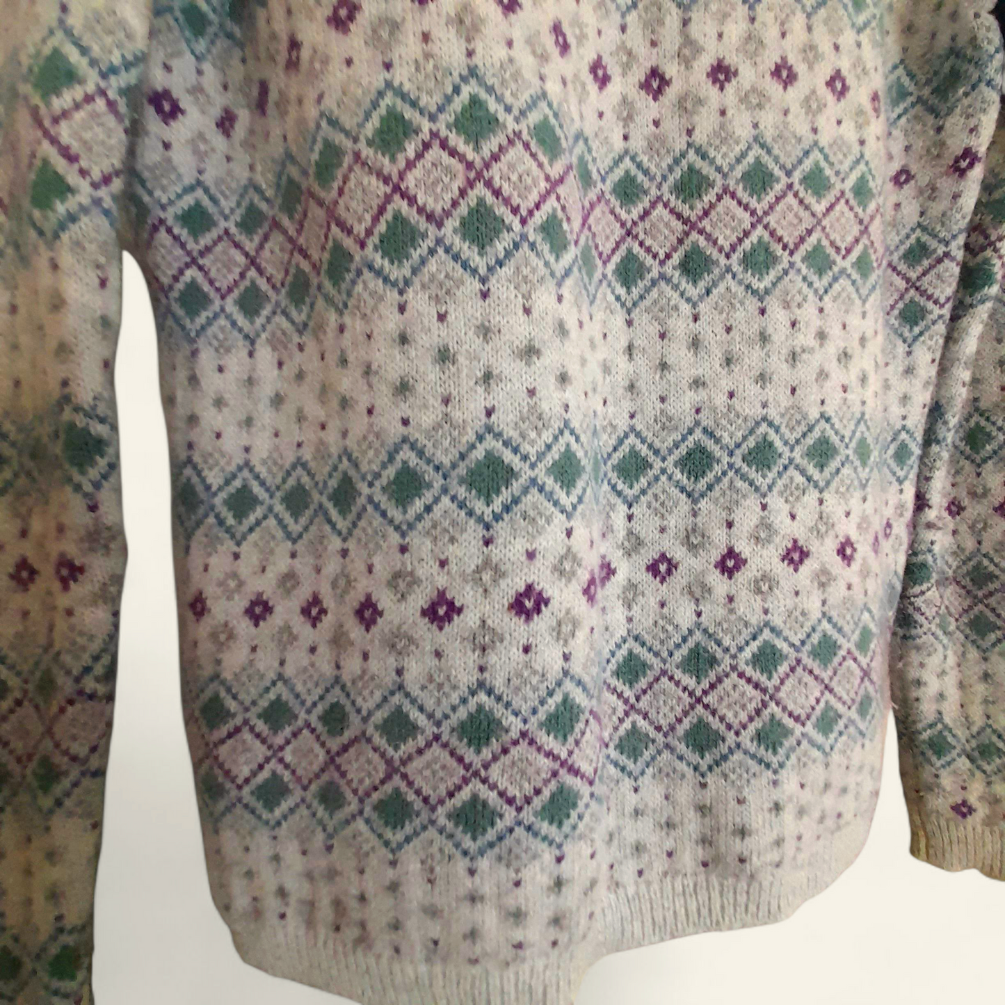 Vintage Y2K INDIGO Grey Diamond Rhinestone Knit Jumper