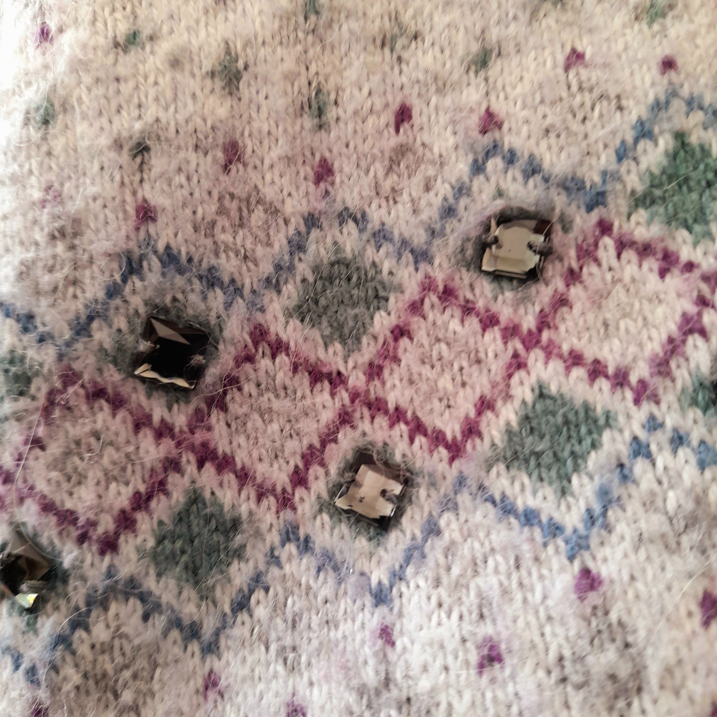 Vintage Y2K INDIGO Grey Diamond Rhinestone Knit Jumper