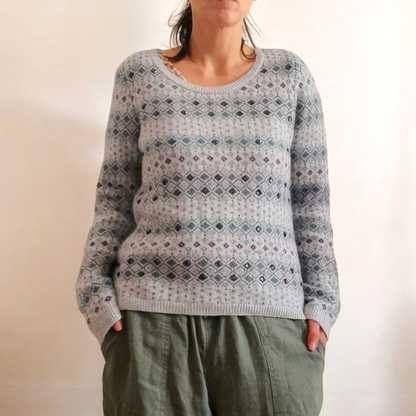 Vintage Y2K INDIGO Grey Diamond Rhinestone Knit Jumper