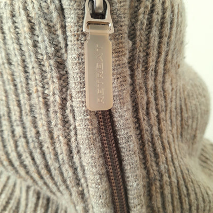 Vintage 90s RETREAT Oatmeal Icelandic Stripe Knit Quarter Zip Sweater