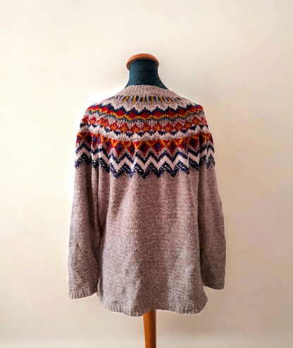 Oatmeal Multicoloured Fairisle Knit Vintage Boho Jumper