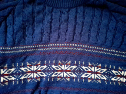 Vintage Y2K Buckingham Navy Icelandic Cable Knit Unisex Jumper