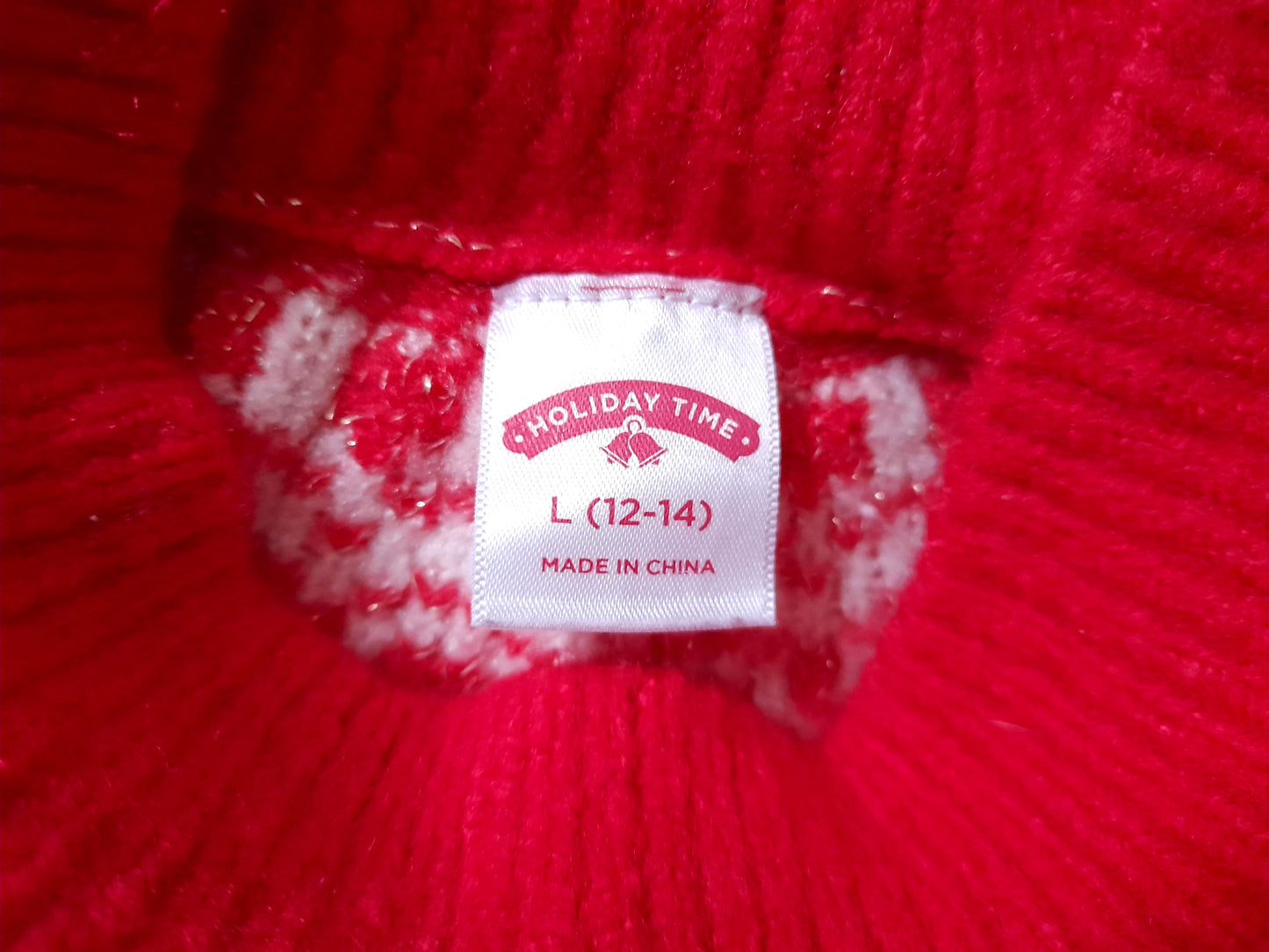 Vintage 90s HOLIDAY TIME Cream Red Gold Sparkly Festive Fairisle Jumper