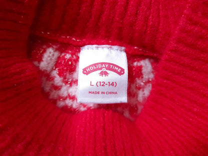 Vintage 90s HOLIDAY TIME Cream Red Gold Sparkly Festive Fairisle Jumper