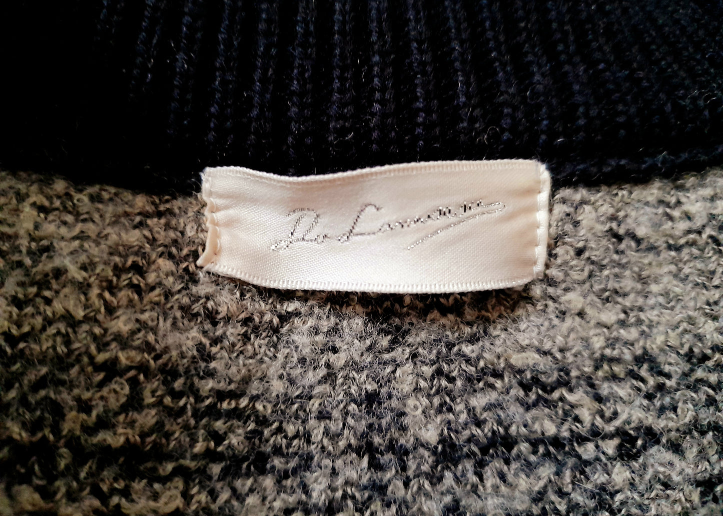 Vintage 80s Oatmeal Beige Black Diamond Knit Check Cardigan