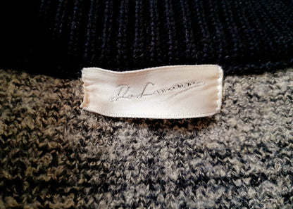 Vintage 80s Oatmeal Beige Black Diamond Knit Check Cardigan