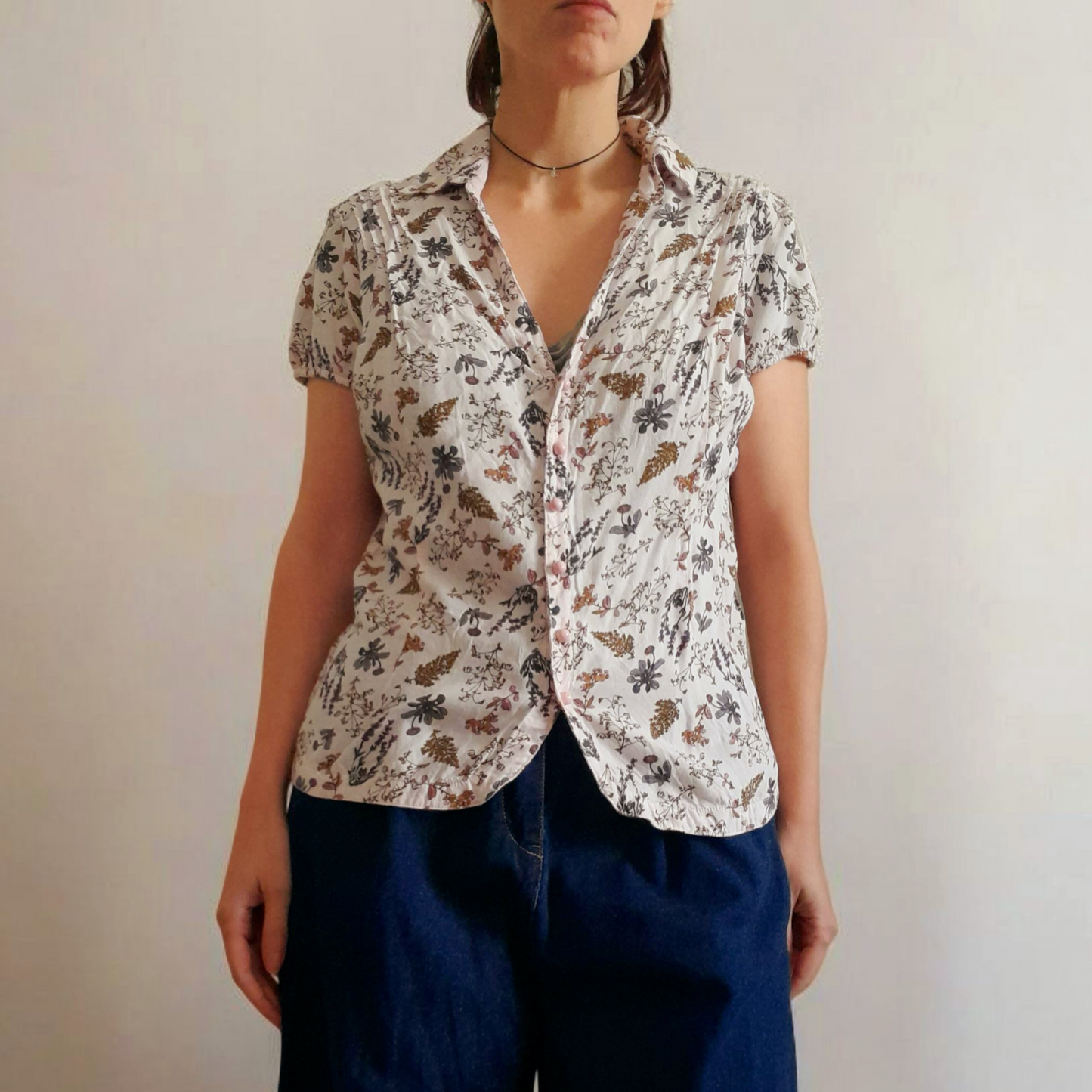 Vintage 90s Anne Weyburn Wildflower Viscose Button Blouse