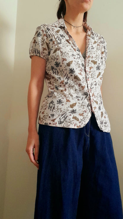 Vintage 90s Anne Weyburn Wildflower Viscose Button Blouse
