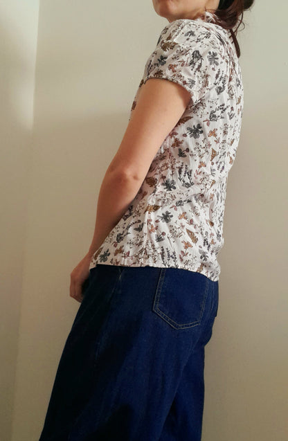 Vintage 90s Anne Weyburn Wildflower Viscose Button Blouse