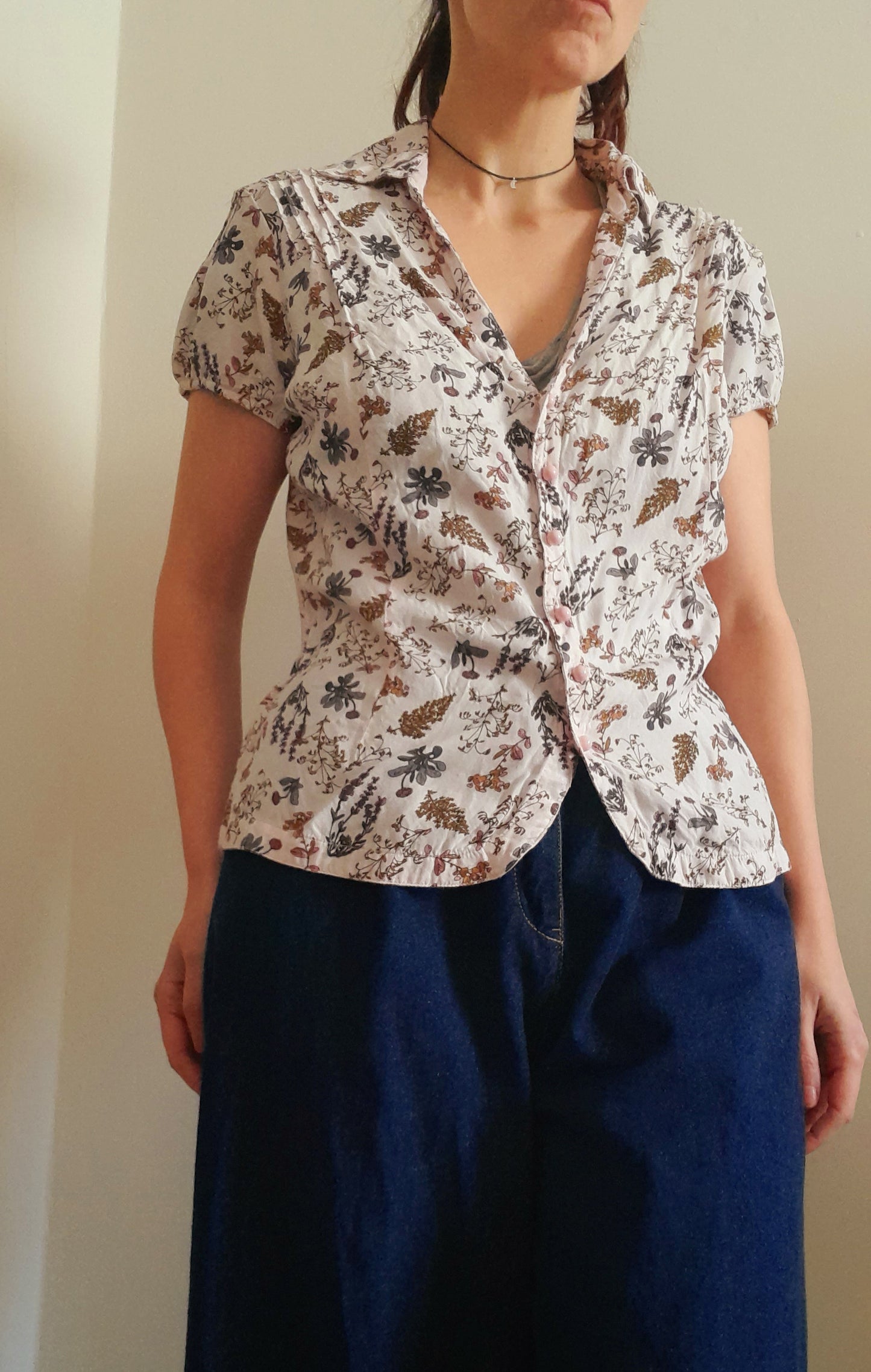 Vintage 90s Anne Weyburn Wildflower Viscose Button Blouse