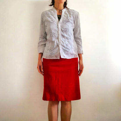 Vintage 1960s Pillar Box Red Wool Button Skirt