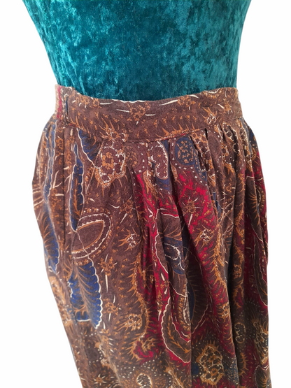 Vintage 70s Laura Jean Paisley Midi Skirt