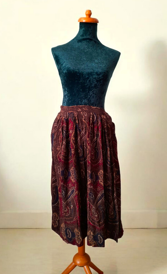 Vintage 70s Laura Jean Paisley Midi Skirt