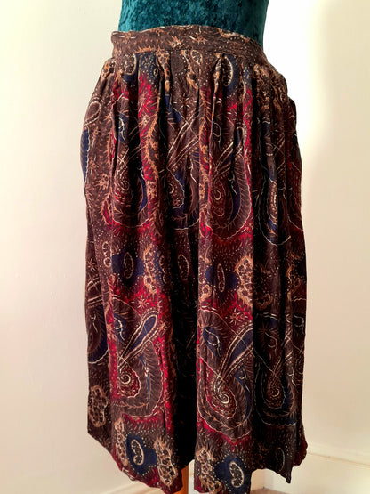 Vintage 70s Laura Jean Paisley Midi Skirt