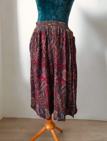 Vintage 70s Laura Jean Paisley Midi Skirt