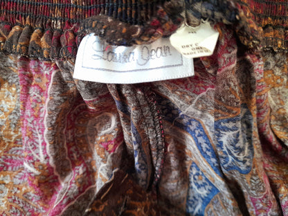 Vintage 70s Laura Jean Paisley Midi Skirt