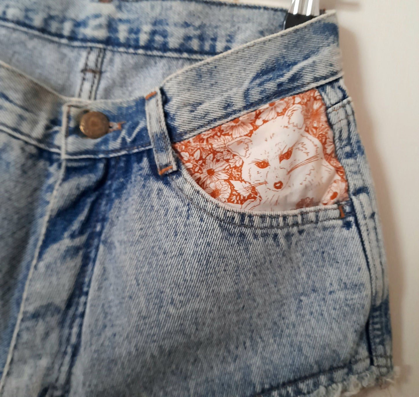 Re-worked Vintage 90s Blue Rose Cut Off Denim Shorts