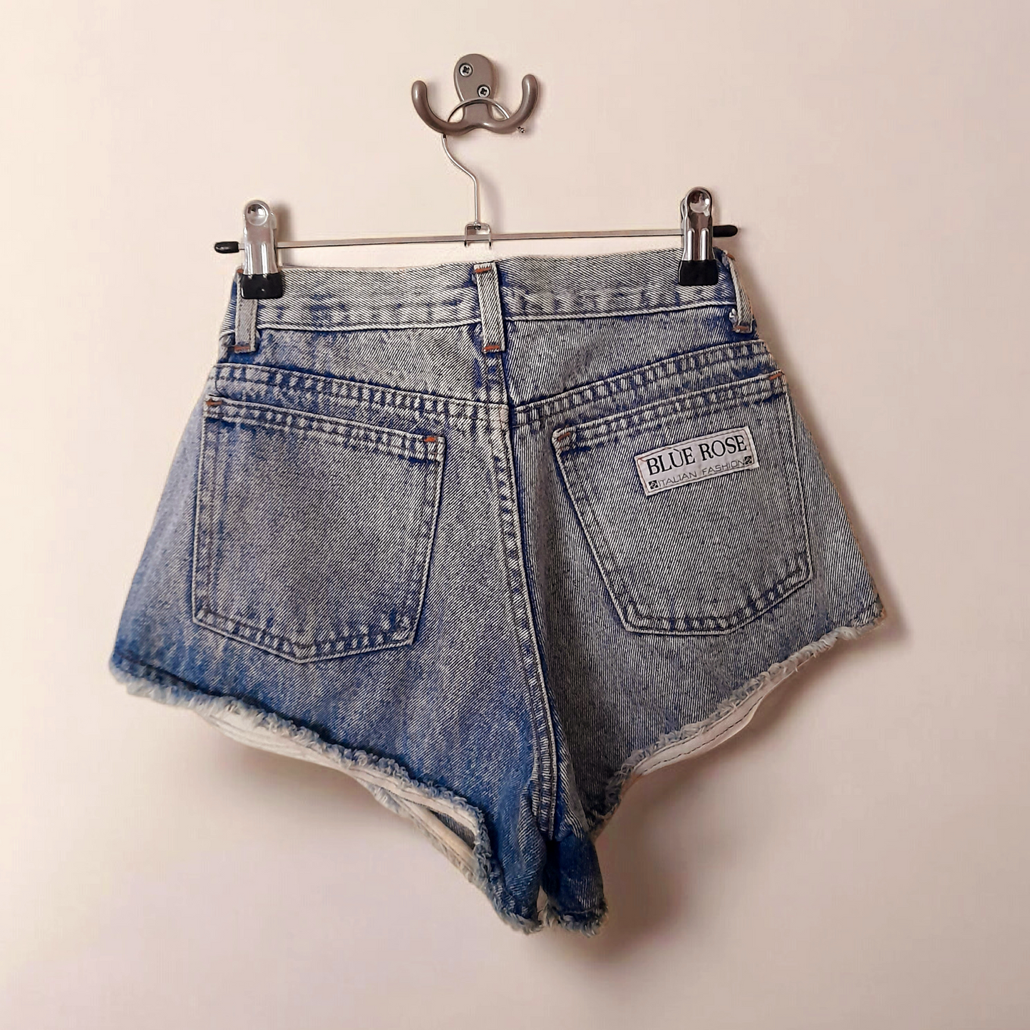 Re-worked Vintage 90s Blue Rose Cut Off Denim Shorts