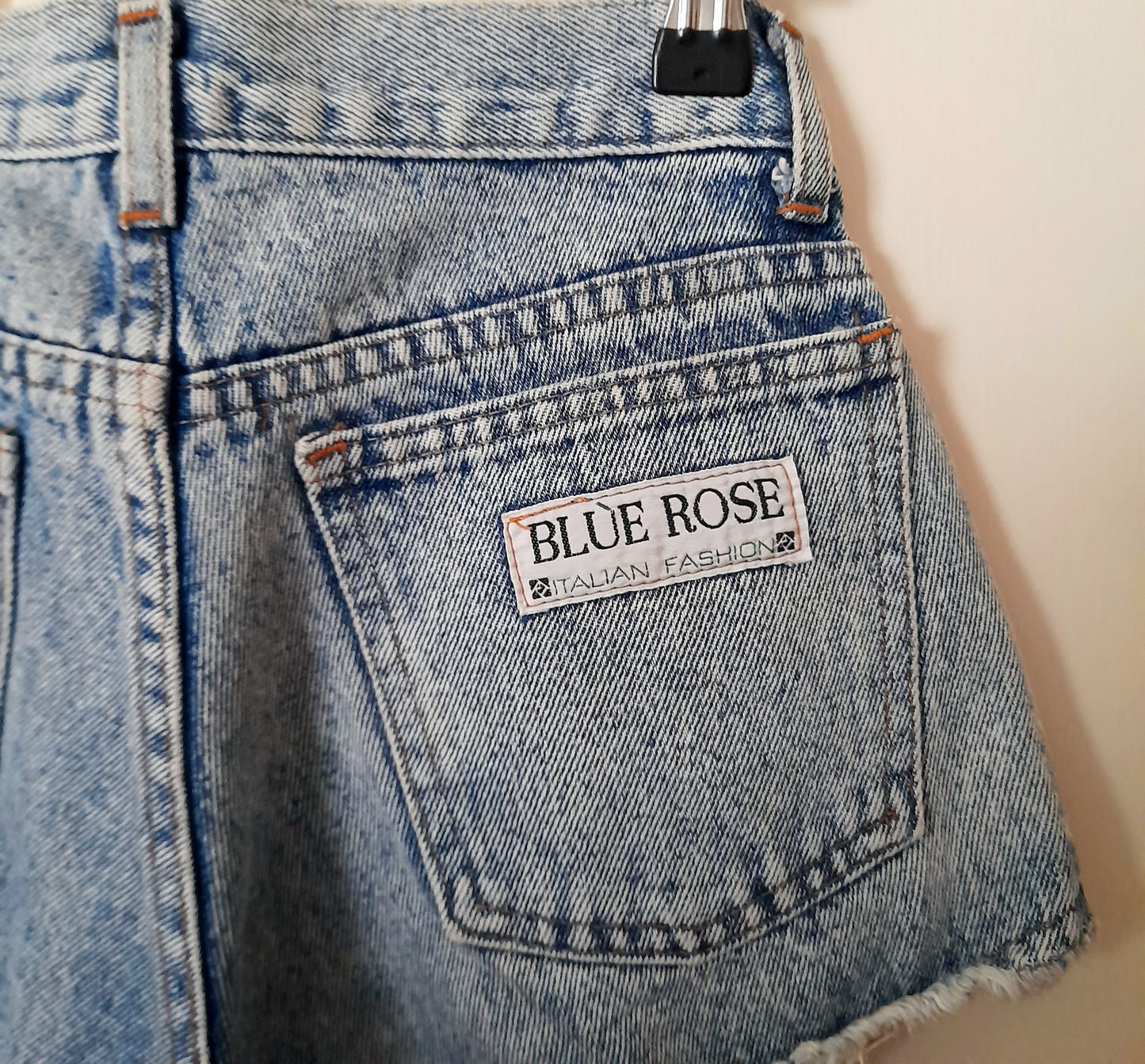 Re-worked Vintage 90s Blue Rose Cut Off Denim Shorts
