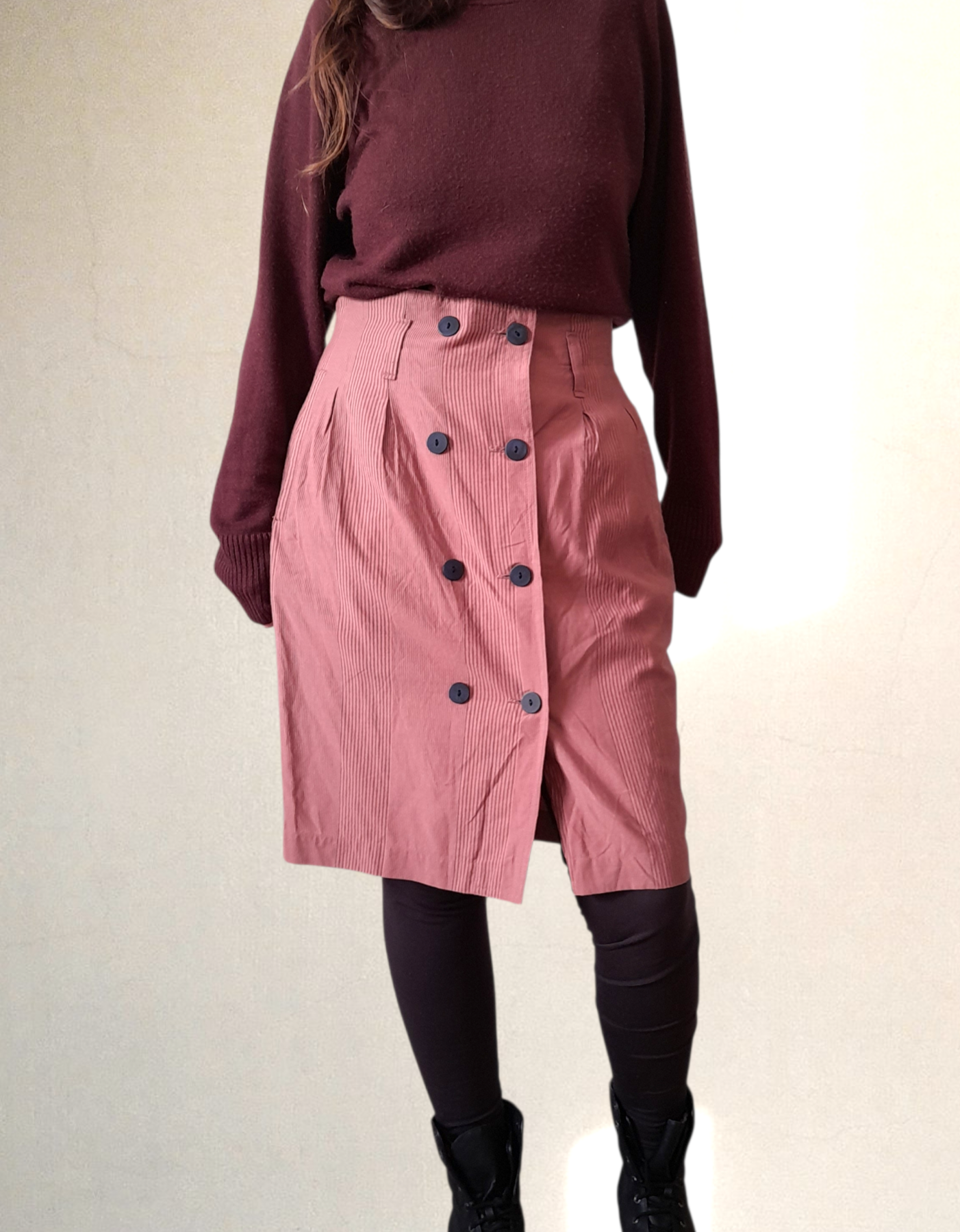 POP 84 Vintage 80s Pink Pinstripe Skirt