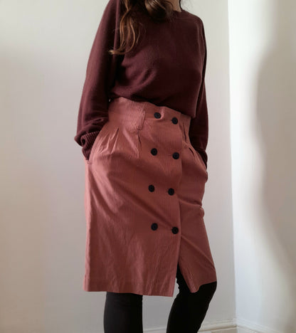 POP 84 Vintage 80s Pink Pinstripe Skirt