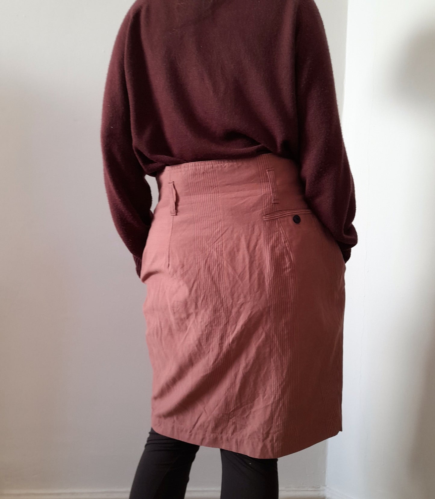 POP 84 Vintage 80s Pink Pinstripe Skirt