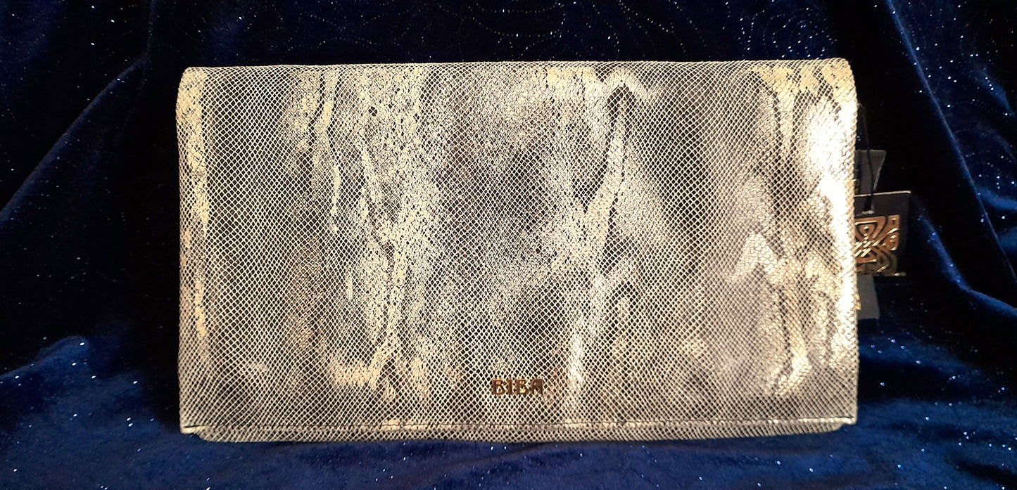 Pale Gold Shimmer Snake Skin  Vintage BIBA Clutch Bag