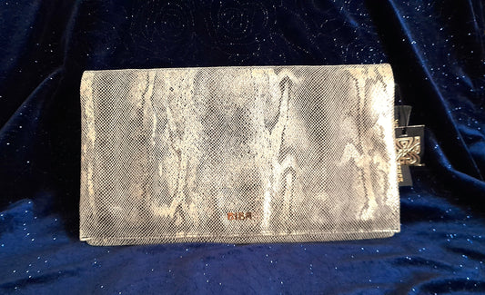 Pale Gold Shimmer Snake Skin  Vintage BIBA Clutch Bag
