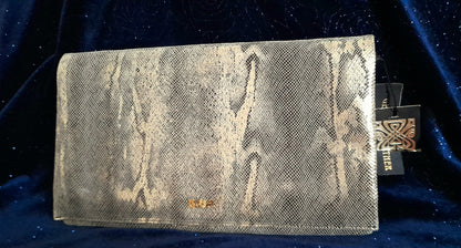 Pale Gold Shimmer Snake Skin  Vintage BIBA Clutch Bag